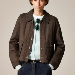 J crew mossy brown Cropped Barn Jacket™ in ripstop cotton